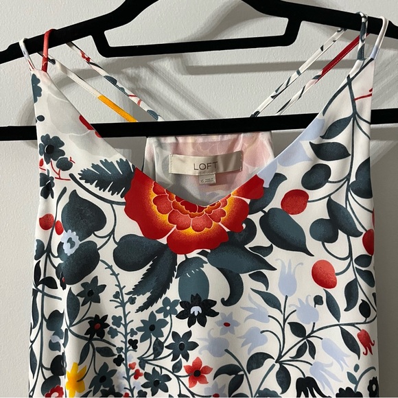 Loft Floral Double Strap Tank Blouse Size Small - Picture 2 of 8